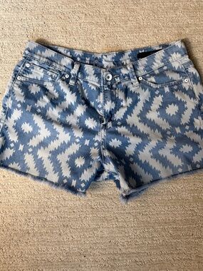 Calvin Klein Jeans Blue Aztec-Pattern Denim Shorts